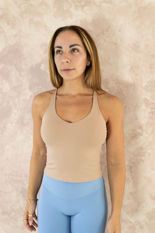 Gabriella Built-in Bra Vest - Soft Sand