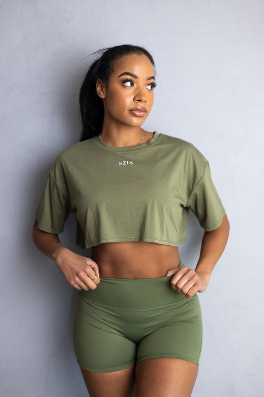 Mya Crop Top- Khaki