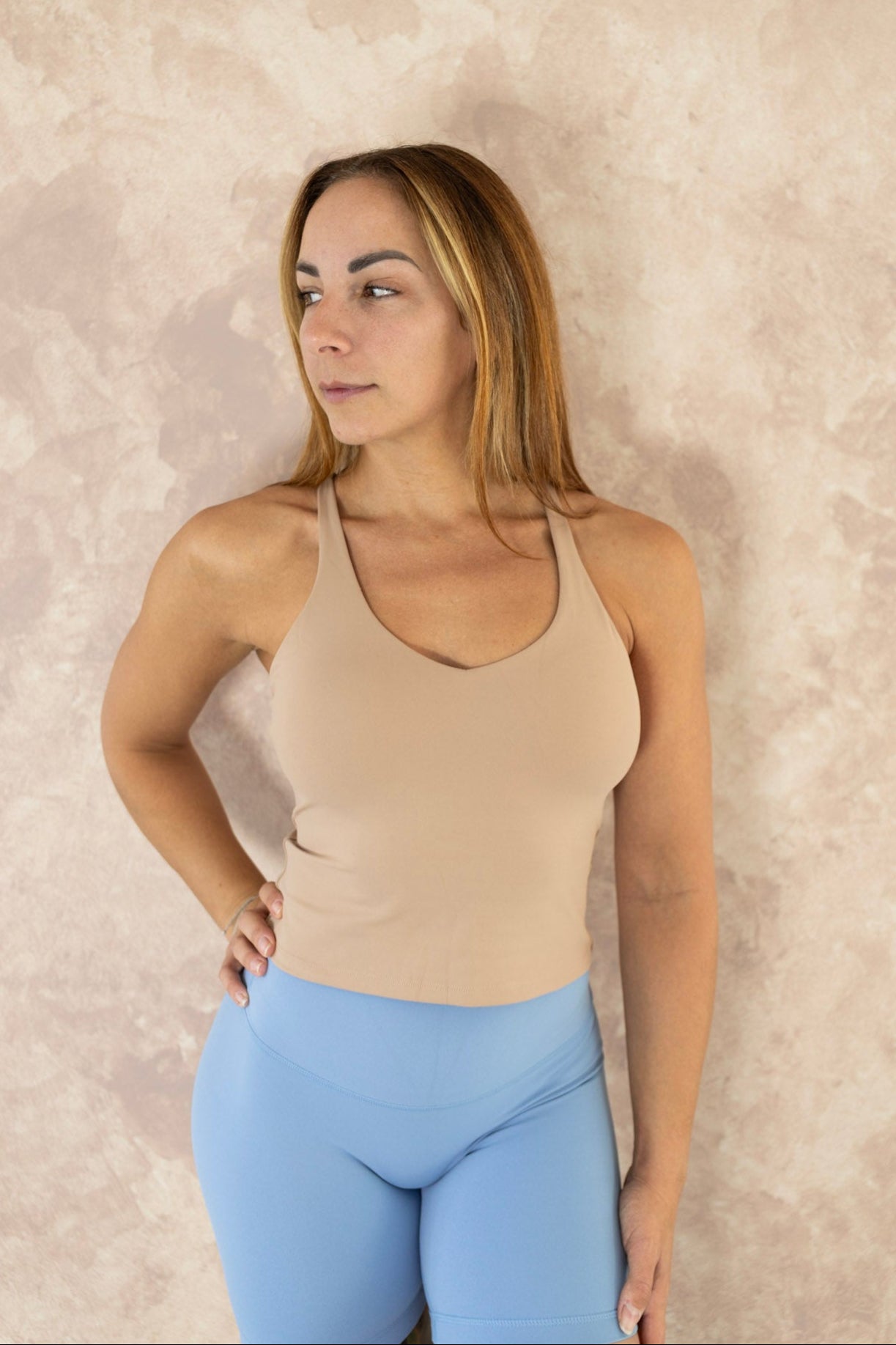 Gabriella Built-in Bra Vest - Soft Sand