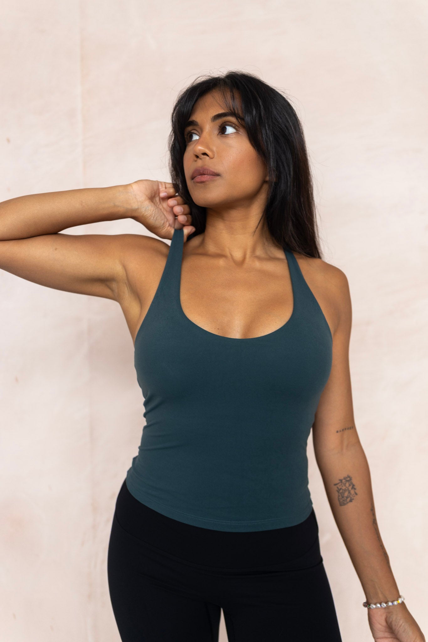 Cassia Built-In Bra Vest - Emerald